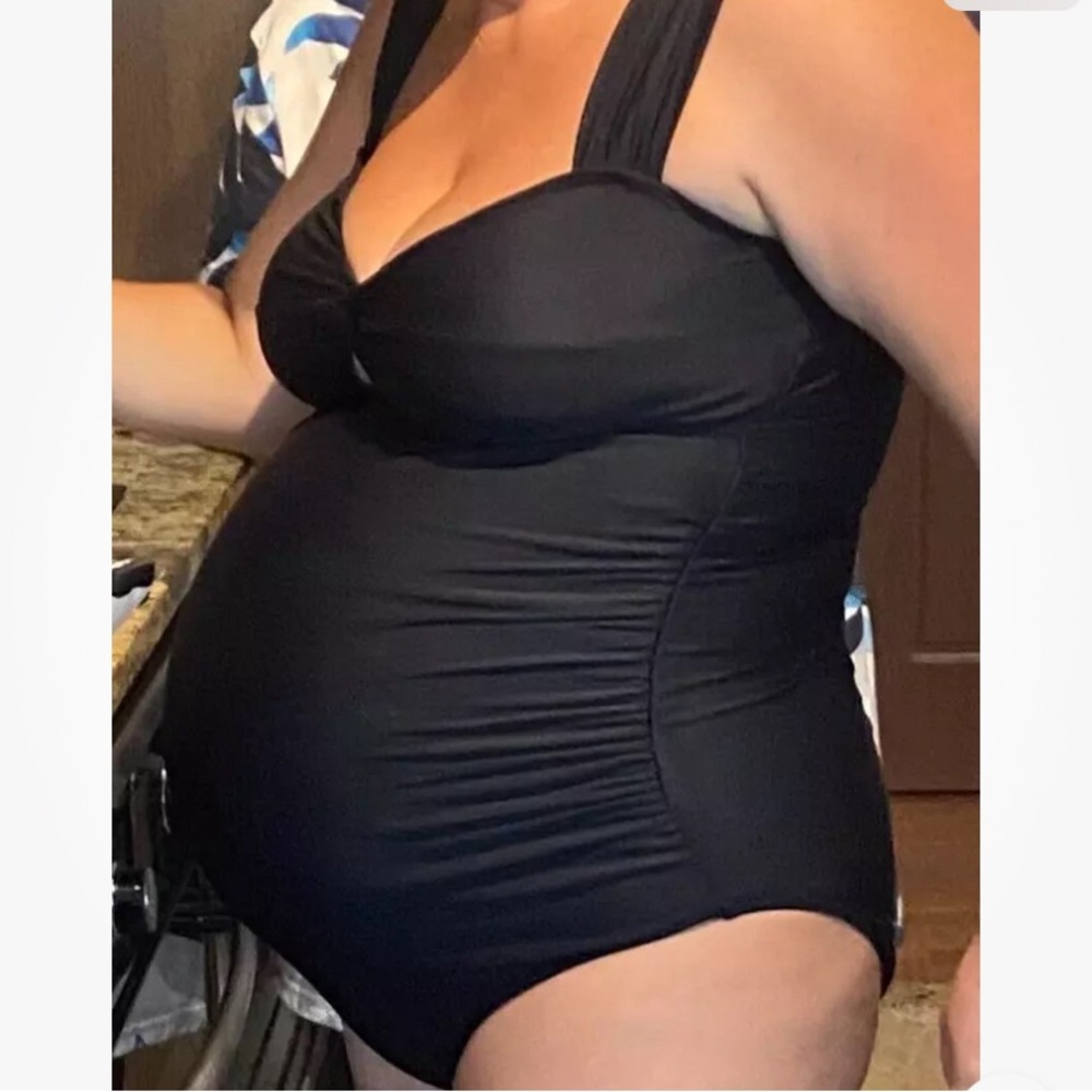 Summer Mae Maternity Swimsuit Black One Piece Size S